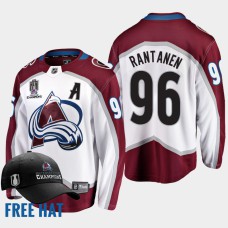 Colorado Avalanche 2022 Stanley Cup Champions Mikko Rantanen White #96 Jersey Free Hat